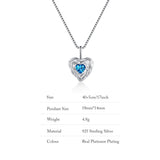 925 Silver Lab Diamond Necklace Heart Shape Platinum Glossy Jewelry