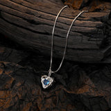 925 Silver Lab Diamond Necklace Heart Shape Platinum Glossy Jewelry