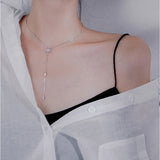 925 Silver Tassel Necklace Star Pendants Choker Wedding Gift