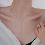 925 Silver Tassel Necklace Star Pendants Choker Wedding Gift