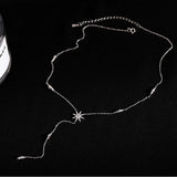 925 Silver Tassel Necklace Star Pendants Choker Wedding Gift