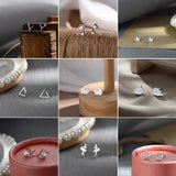 925 Silver Mini Stud Earring Women Girls Geometric Hypoallergenic Teen Jewelry