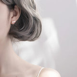 925 Silver Mini Stud Earring Women Girls Geometric Hypoallergenic Teen Jewelry