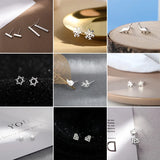 925 Silver Mini Stud Earring Women Girls Geometric Hypoallergenic Teen Jewelry