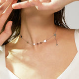 925 Silver Stars Choker Necklace for Women