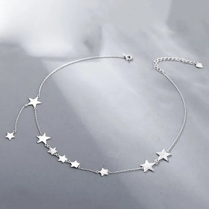 925 Silver Stars Choker Necklace for Women