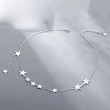925 Silver Stars Choker Necklace for Women
