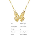 925 Silver Butterfly Pendant Necklace with Zircon French Gorgeous Jewelry