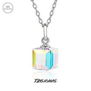 925 Silver Necklace with Austria Crystal Plated Chain for Women