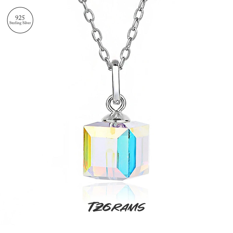 925 Silver Necklace with Austria Crystal Plated Chain for Women