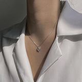 925 Silver Opal Stars Choker Necklace Light Zircon Pendants Girl Gift NK142
