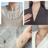 925 Silver Opal Stars Choker Necklace Light Zircon Pendants Girl Gift NK142