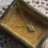 925 Silver Opal Stars Choker Necklace Light Zircon Pendants Girl Gift NK142