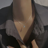 925 Silver Opal Stars Choker Necklace Light Zircon Pendants Girl Gift NK142