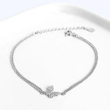 925 Silver Butterfly Crystal Bracelet Double Round Bead