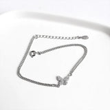 925 Silver Butterfly Crystal Bracelet Double Round Bead