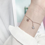 Sterling Silver Zircon Star Moon Bracelet Women Jewelry