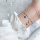 Sterling Silver Zircon Star Moon Bracelet Women Jewelry