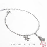 Sterling Silver Zircon Star Moon Bracelet Women Jewelry