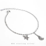 Sterling Silver Zircon Star Moon Bracelet Women Jewelry