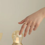 925 Silver Pearl Zircon Open Ring for Women French Style Hand Jewelry Gift