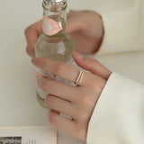 925 Silver Pearl Zircon Open Ring for Women French Style Hand Jewelry Gift