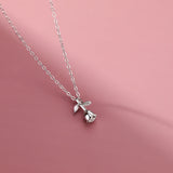 925 Silver Rose Flower Pendant Necklace Romantic Wedding Jewelry