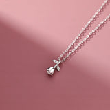 925 Silver Rose Flower Pendant Necklace Romantic Wedding Jewelry