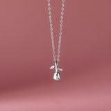 925 Silver Rose Flower Pendant Necklace Romantic Wedding Jewelry