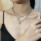 925 Silver Double-layer Necklace Retro Jewelry Hypoallergenic