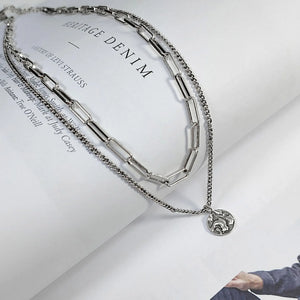 925 Silver Double-layer Necklace Retro Jewelry Hypoallergenic