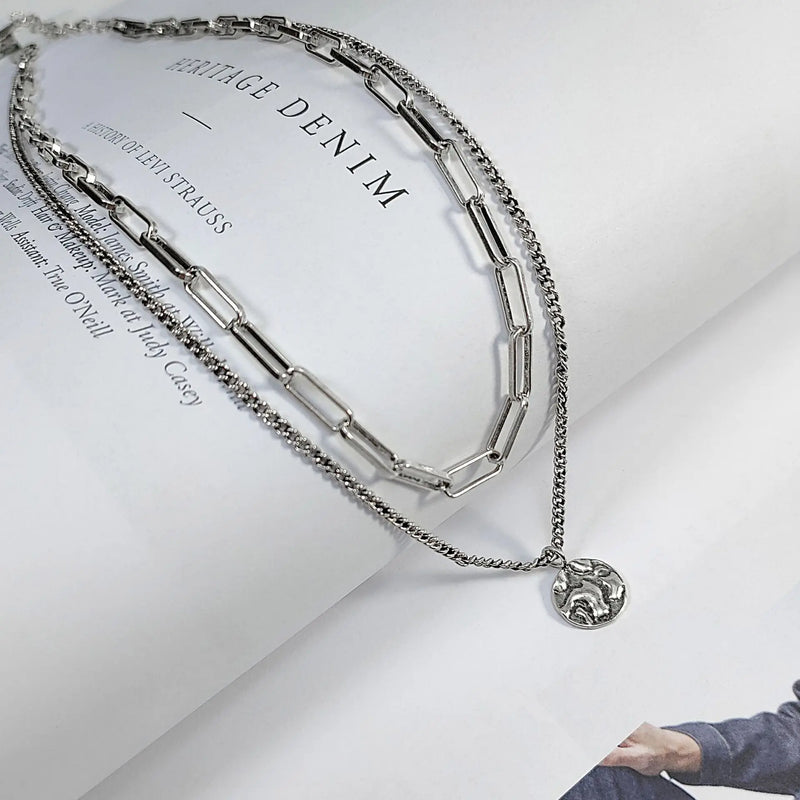 925 Silver Double-layer Necklace Retro Jewelry Hypoallergenic