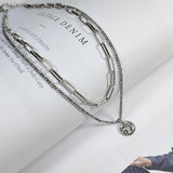 925 Silver Double-layer Necklace Retro Jewelry Hypoallergenic