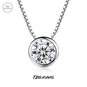 925 Sterling Silver CZ Charms Link Necklace Plated Chain Jewelry