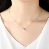 925 Sterling Silver CZ Charms Link Necklace Plated Chain Jewelry