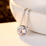 925 Sterling Silver CZ Charms Link Necklace Plated Chain Jewelry