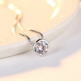 925 Sterling Silver CZ Charms Link Necklace Plated Chain Jewelry
