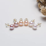 925 Silver Freshwater Pearl Stud Earrings Light Temperament Jewelry Gift