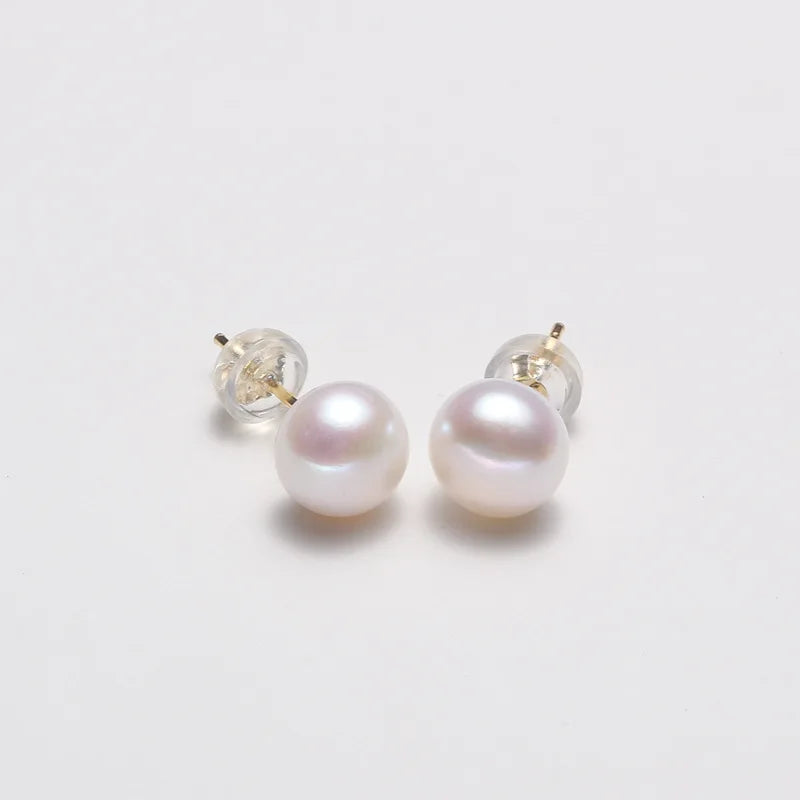 925 Silver Freshwater Pearl Stud Earrings Light Temperament Jewelry Gift