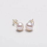925 Silver Freshwater Pearl Stud Earrings Light Temperament Jewelry Gift