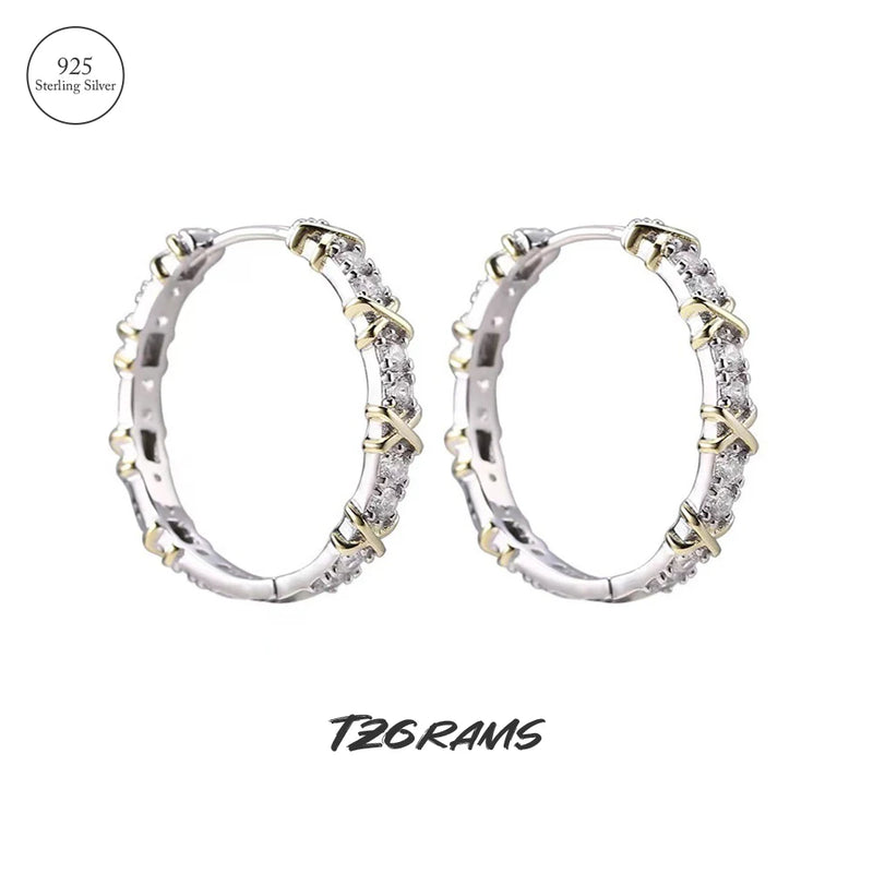 925 Silver Hoop Earrings Lab Diamond Fine Jewelry