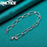 925 Sterling Silver Round Oval Chain Bracelet Wedding Party Jewelry