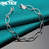 925 Sterling Silver Round Oval Chain Bracelet Wedding Party Jewelry