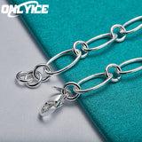 925 Sterling Silver Round Oval Chain Bracelet Wedding Party Jewelry