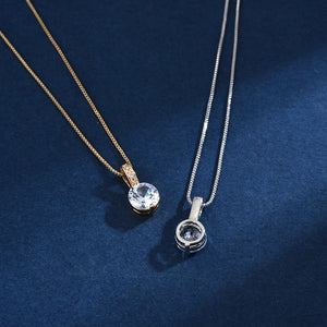 925 Silver Zircon Necklace Pendant - Birthday Wedding Party Jewelry