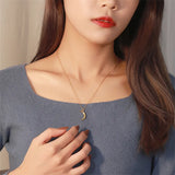 925 Silver Crescent Pendant Clavicle Necklace Women Jewelry