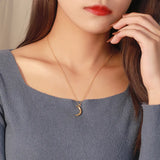 925 Silver Crescent Pendant Clavicle Necklace Women Jewelry