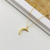 925 Silver Crescent Pendant Clavicle Necklace Women Jewelry