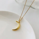 925 Silver Crescent Pendant Clavicle Necklace Women Jewelry