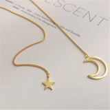 925 Silver Star Moon Clavicle Chain Necklace for Women